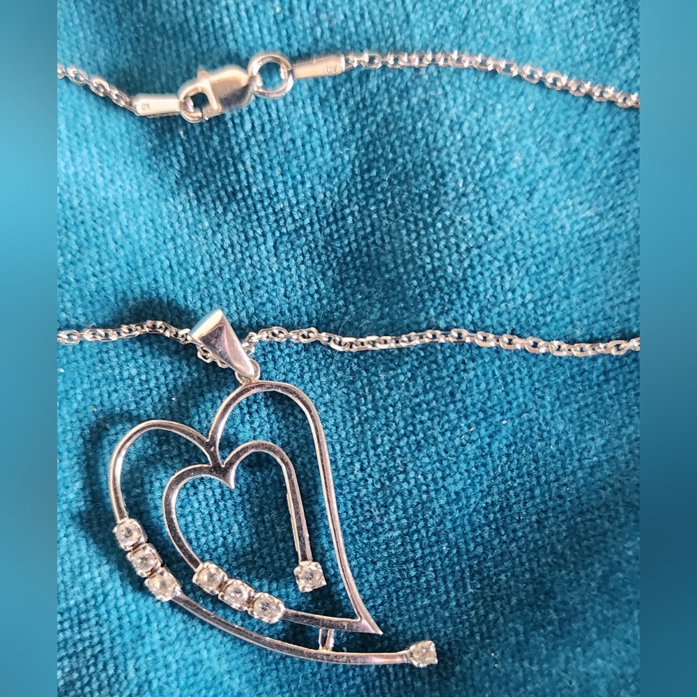 Open Double Heart Necklace 14K Huge Pendant With 14K Chain
